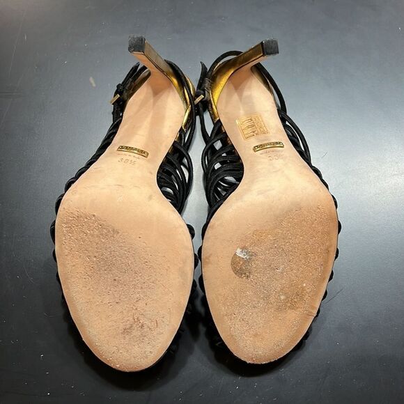 Gucci Gold & Black Rope Heels With Buckle Closure. Pre-Owned. Size 38.5 (8.5) - Picture 8 of 16